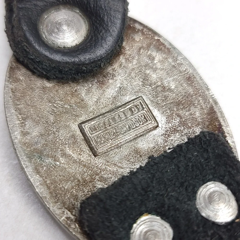 Vtg HARLEY-DAVIDSON MOTOR CYCLES Black Leater‎ Fringe Tassle Key Chain No Ring